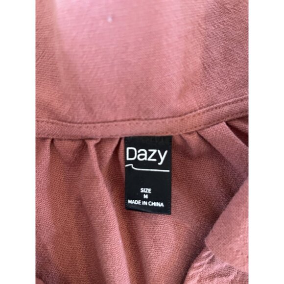 Dazy M Terra Cotta Peter Pan Collar Short Sleeve Button Down Shirt EUC - Picture 5 of 5